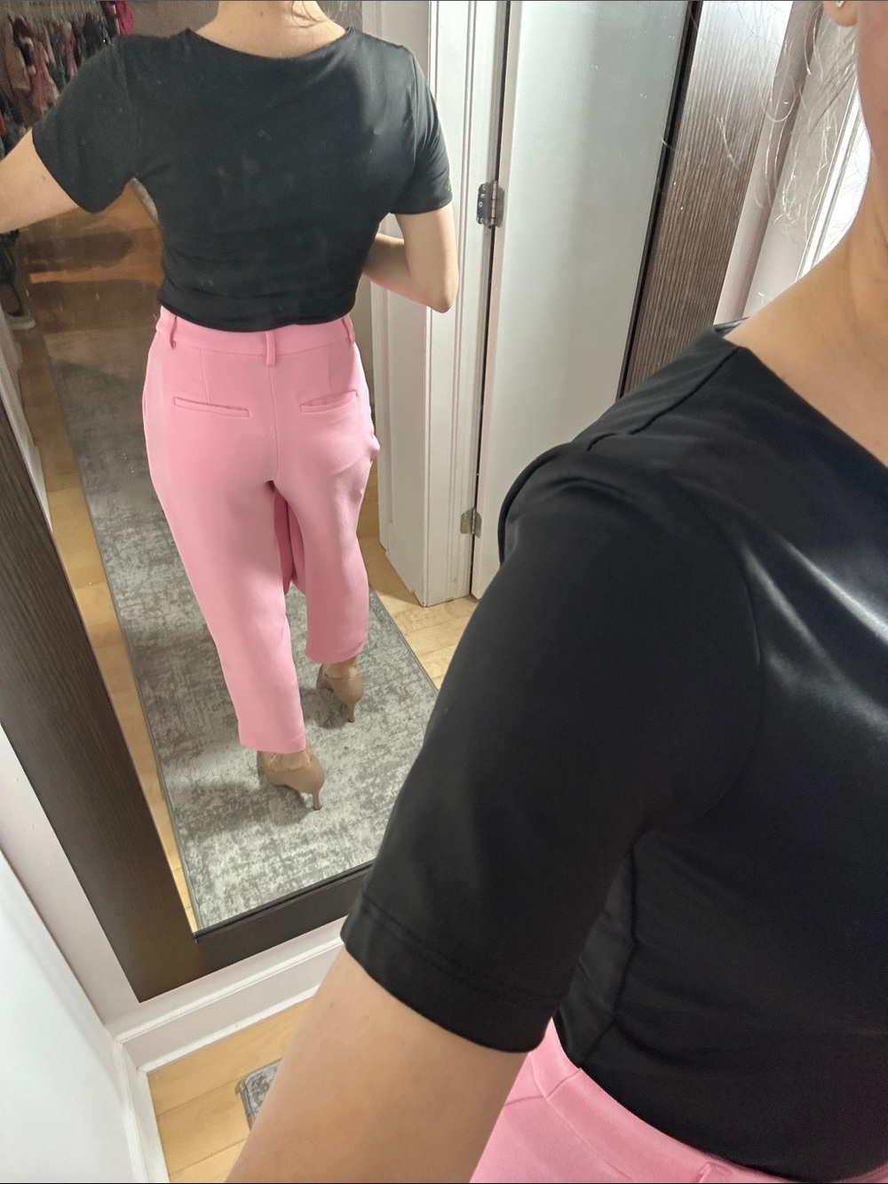 Express Bubblegum Pink Stretch Suit Set Blazer & Stylist Ankle Pants - Picture 5 of 8